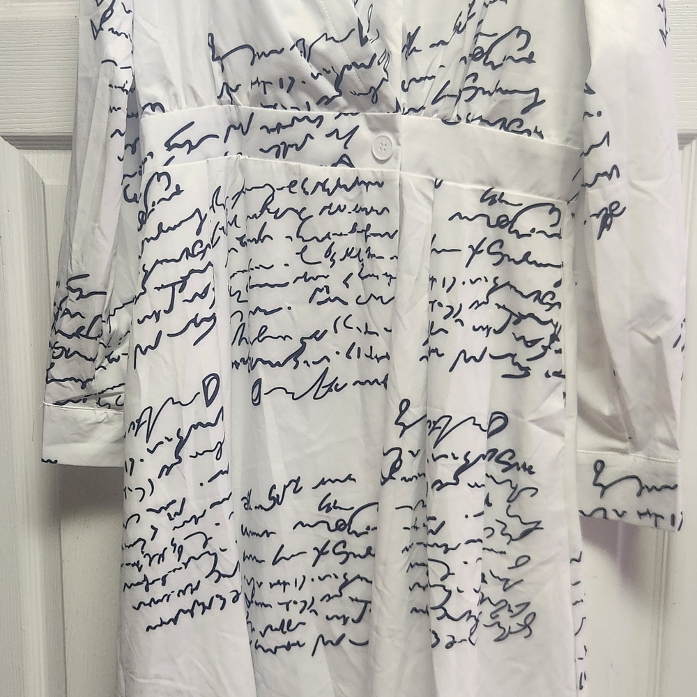 White Script Print Women's Maxi Dress Sz XL - Picture 5 of 6